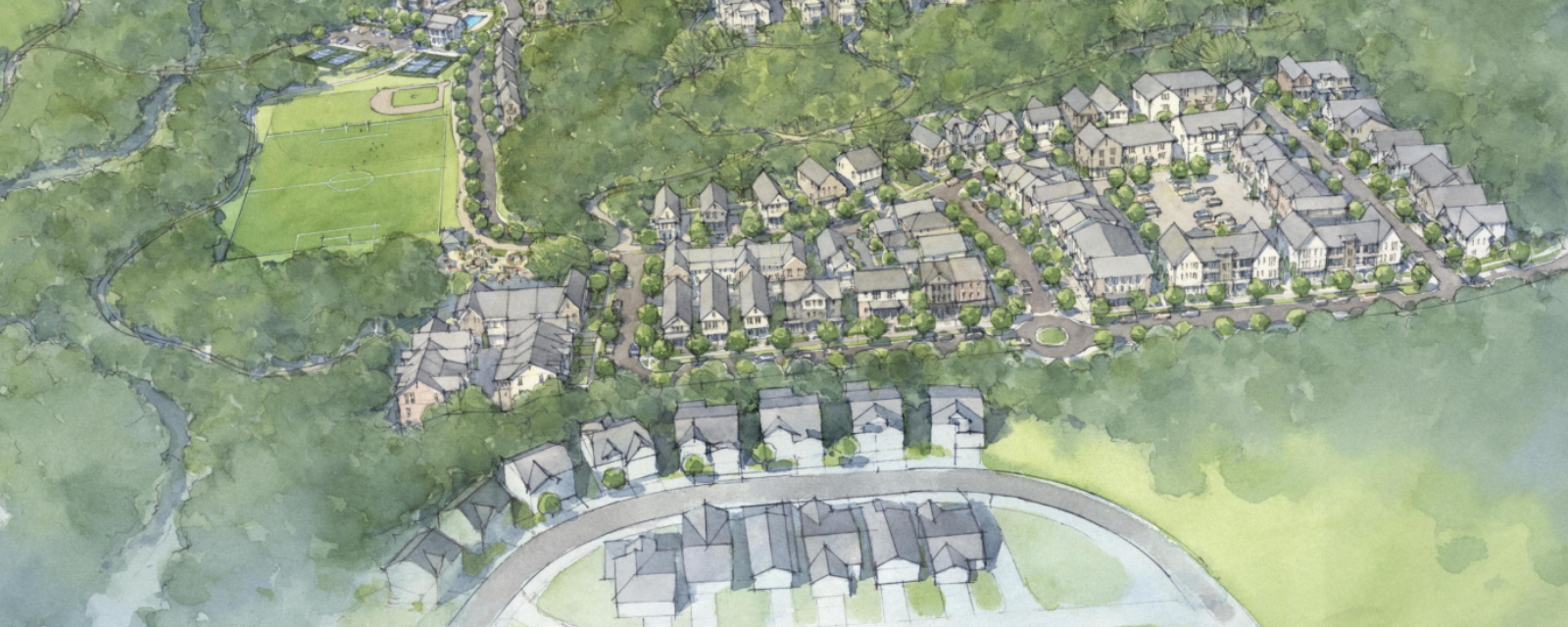 The conceptual Gun Club Park plan includes detached homes, townhomes and small apartment buildings in one of Atlanta’s Neighborhood Reinvestment Initiative areas. Final plans may change.